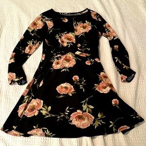 Black Floral Long Sleeve Dress